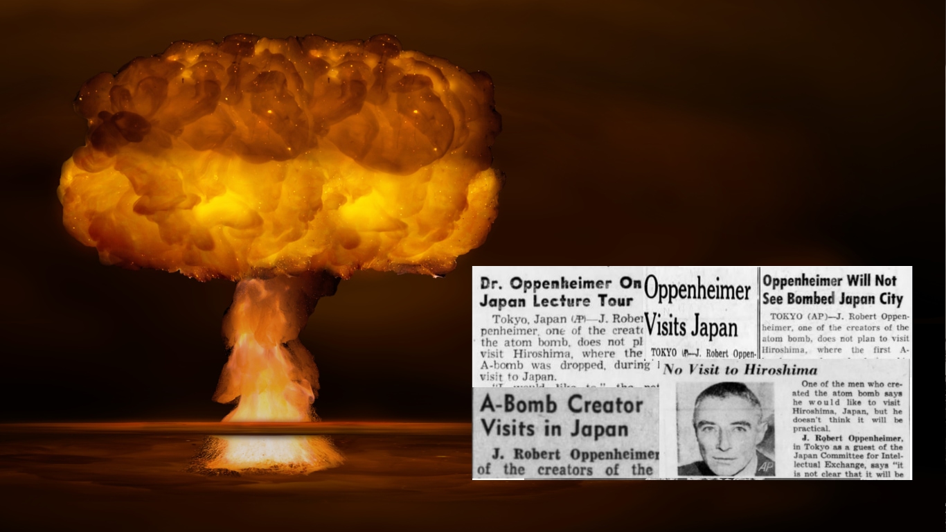 J Robert Oppenheimer, father of the atomic bomb, visits postwar Japan